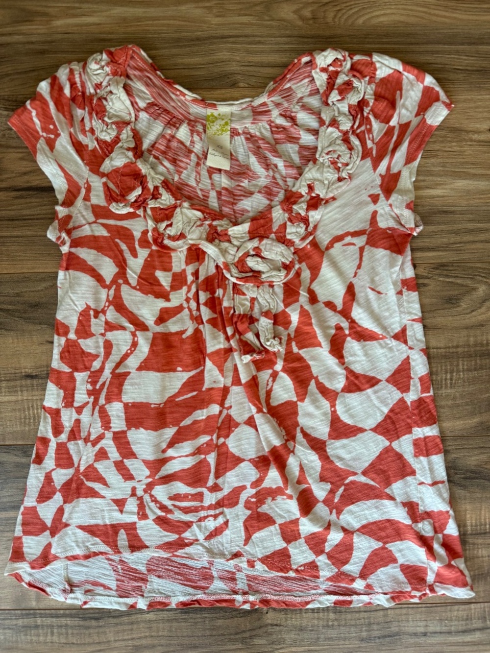 Anthro Geometric Print Swing Short Sleeve Tee